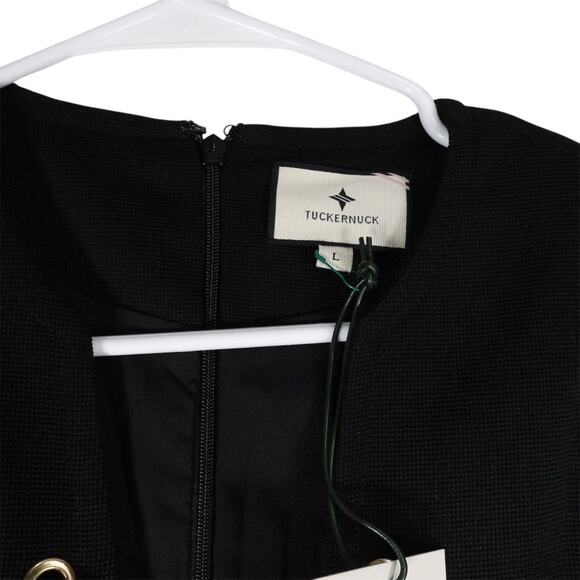 New Tuckernuck Women's Gold Tie Front Black Brigitte Mini Dress Size Large 3052 - Picture 6 of 12